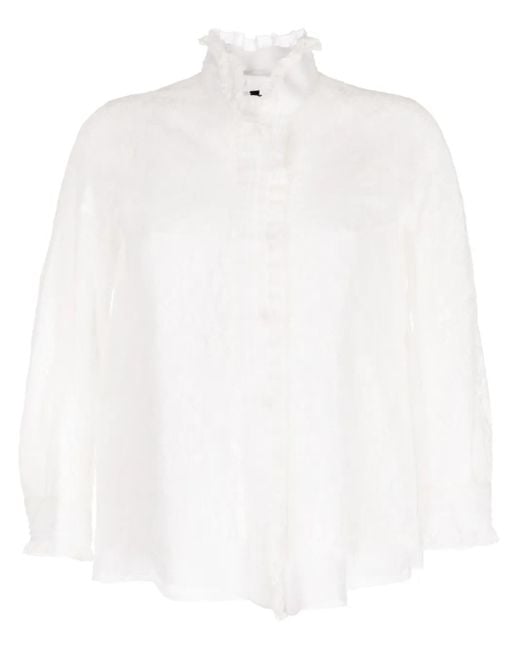 Shiatzy Chen White Organza Lace-Overlay Jacket