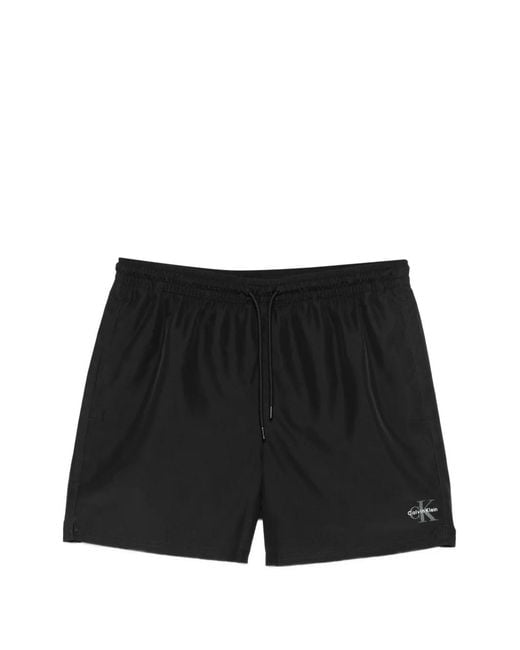 Calvin Klein Black Short De Bain À Logo Imprimé for men