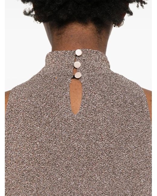 Forte_forte Gray Metallic-Threading Top
