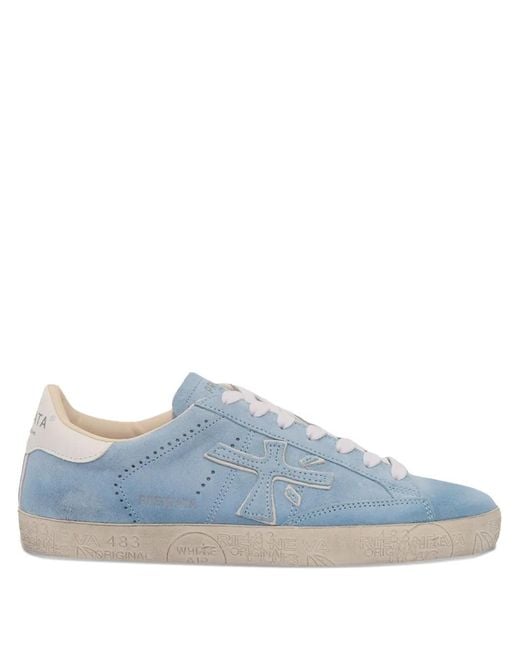 Premiata Blue Suede Low-Top Sneakers