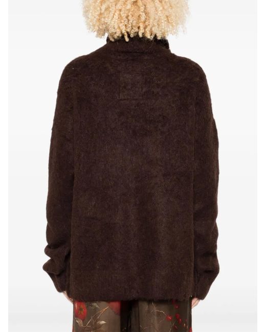 Uma Wang Black Flauschiger Rollkragenpullover