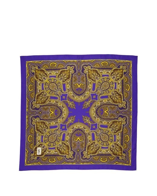 Saint Laurent Purple Paisley-Print Silk Scarf