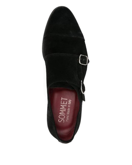 SOMMET Black Double Monk-Strap Shoes