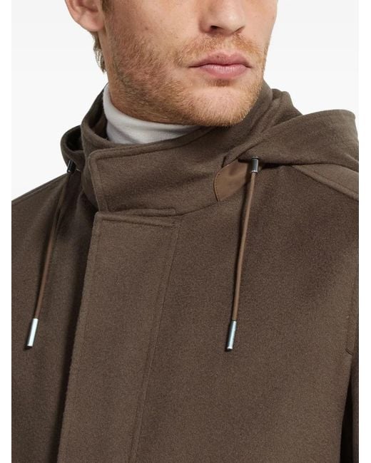 Zegna Brown Oasi Cashmere Hooded Jacket for men