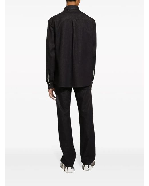 Dolce & Gabbana Black Contemporary Piped Straight-Leg Jeans for men