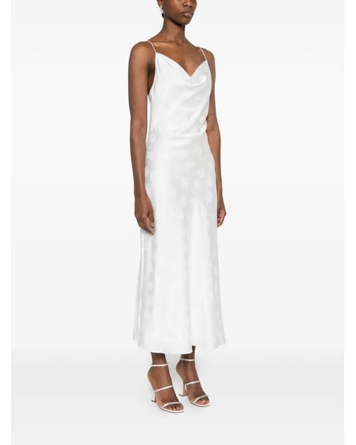 ROTATE BIRGER CHRISTENSEN White Robe En Satin À Fleurs En Jacquard