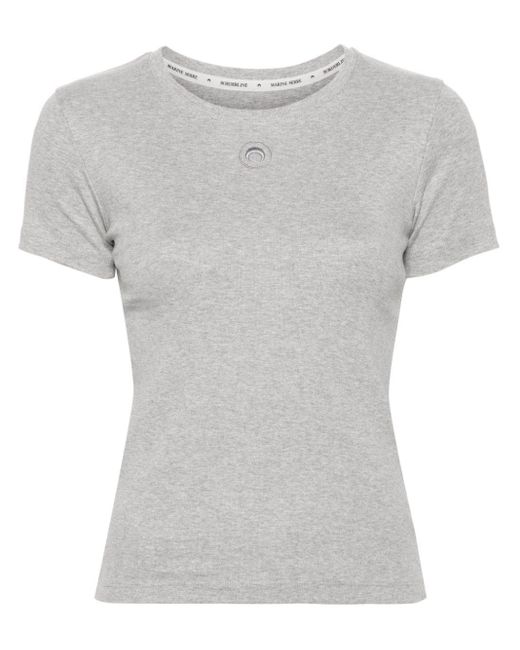 MARINE SERRE Gray Crescent Moon Organic-cotton T-shirt