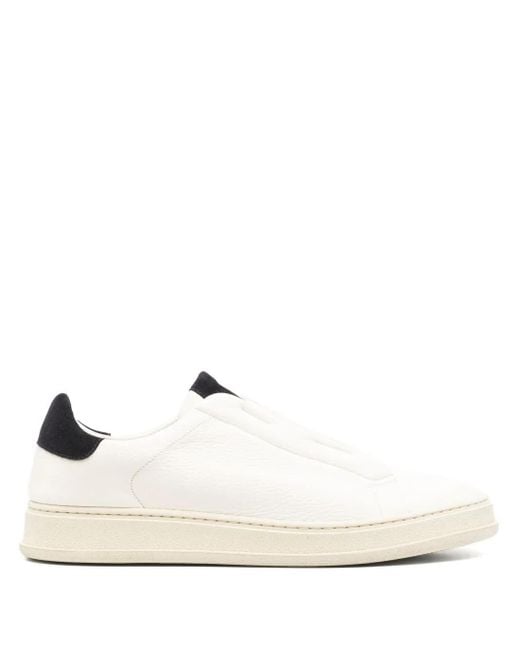 Kiton White Double Stitch Sneakers for men