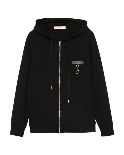 Yes London Black Logo-Patch Zip-Up Hoodie for men