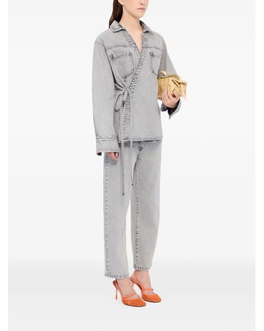 MSGM Gray Patch Pocket Tie Shirt