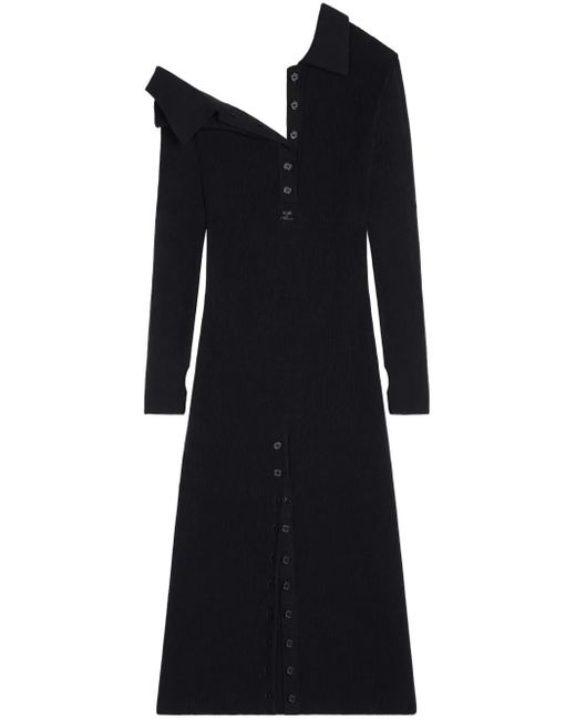 Robe Mi-Longue À Boutons Décoratifs Courreges en coloris Black