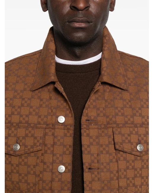 Sandro Brown Monogram-Pattern Denim Jacket for men