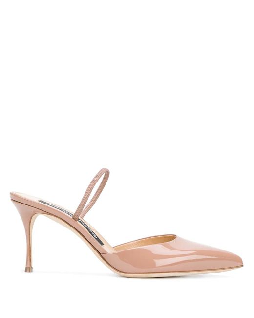Sergio Rossi Pink Slingback-Pumps Aus Lackleder