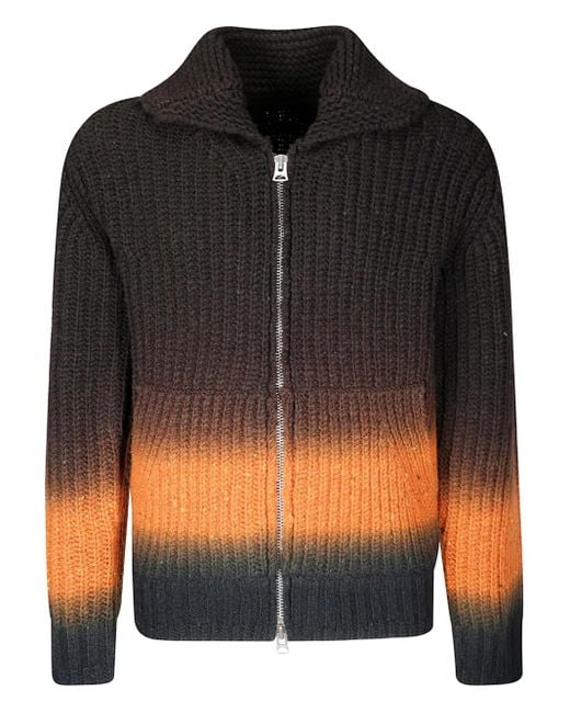 Sacai Garment Dye Wool Knit Cardigan in Black für Herren