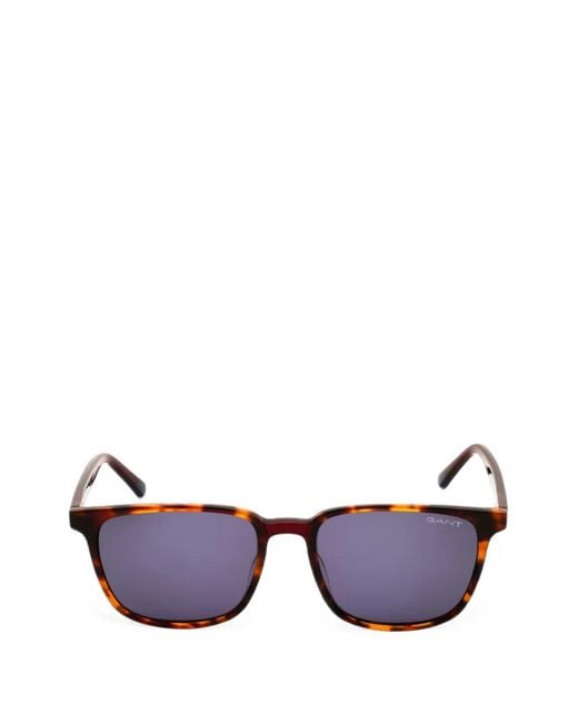 Gant Purple Tortoiseshell-Effect Rectangle-Frame Sunglasses