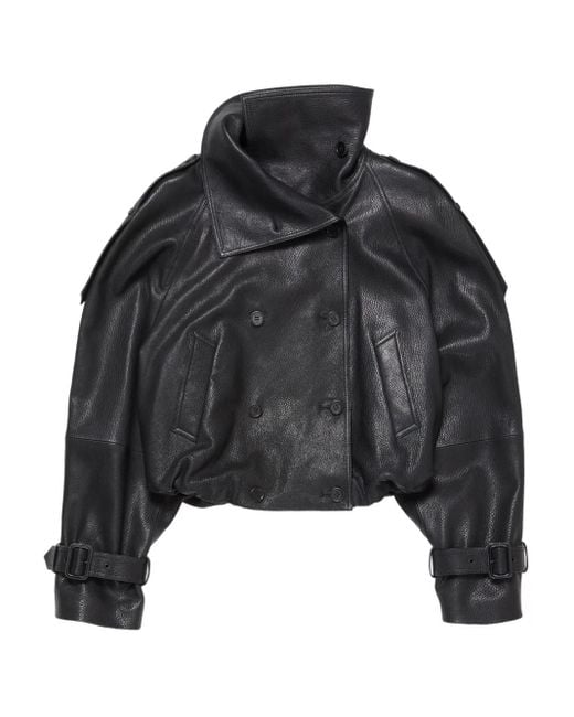 Acne ダブルブレスト レザージャケット Black
