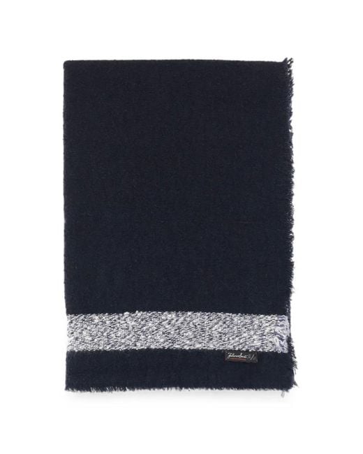 Faliero Sarti Blue Contrast-Trim Frayed Scarf