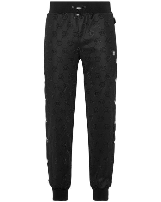 Philipp Plein Black Monogram Track Pants for men