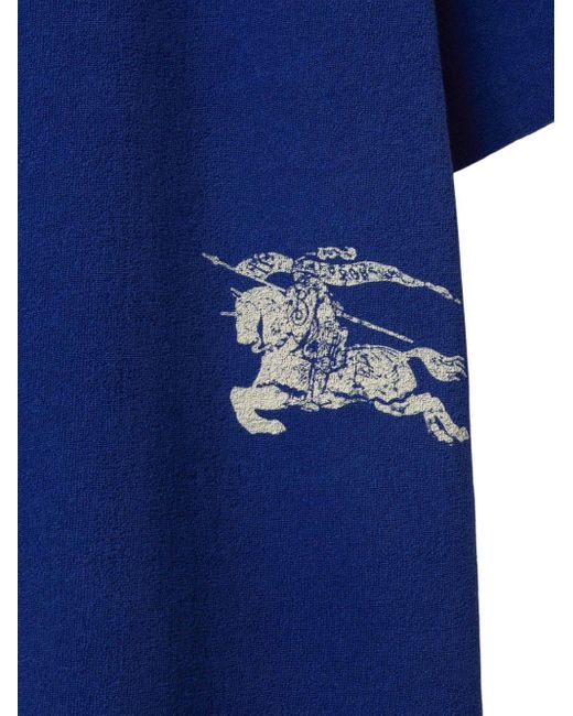 Burberry Blue Ekd-motif Towelling T-shirt for men