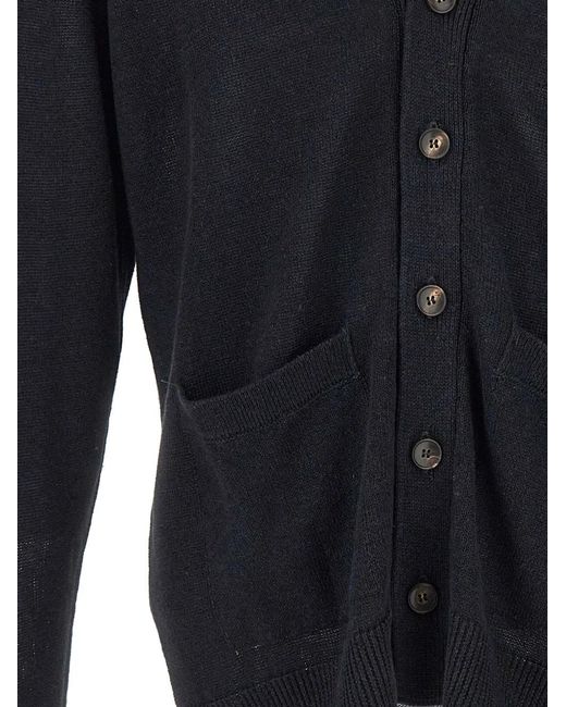 FILIPPO DE LAURENTIIS Blue V-Neck Button-Up Cardigan for men