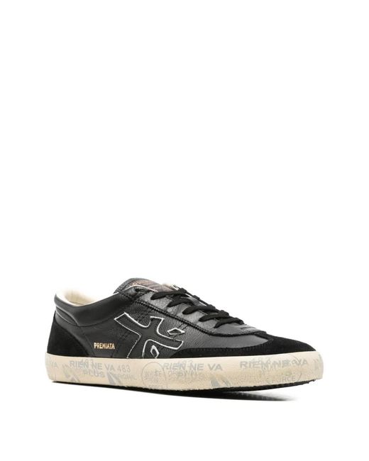 Premiata White David Logo-Patch Sneakers for men