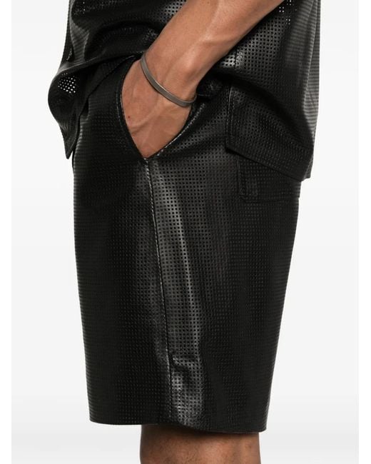 Arma Black Leather Deck Shorts for men