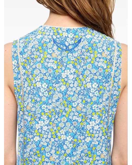 Zadig & Voltaire Blue Rerol Floral-Print Asymmetric Dress