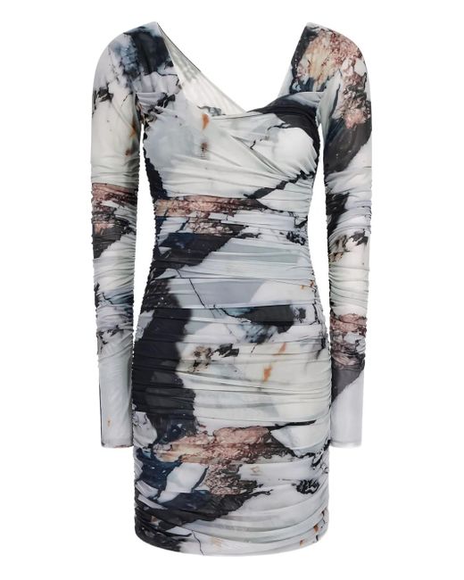 Roberto Cavalli マーブルパターン ミニドレス Gray