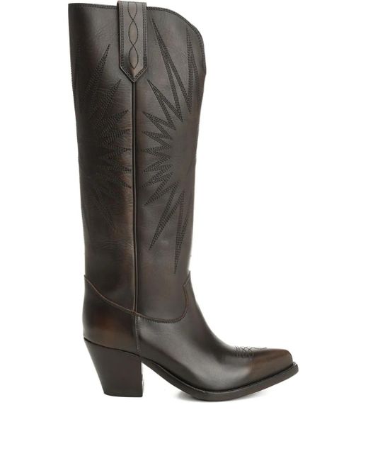 Golden Goose Deluxe Brand Gray Stiefel mit Sternstickerei 40mm