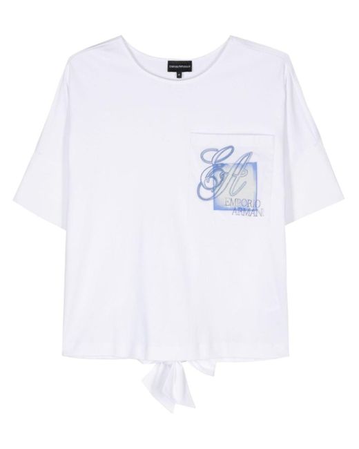 Logo-print cotton T-shirt Emporio Armani en coloris White
