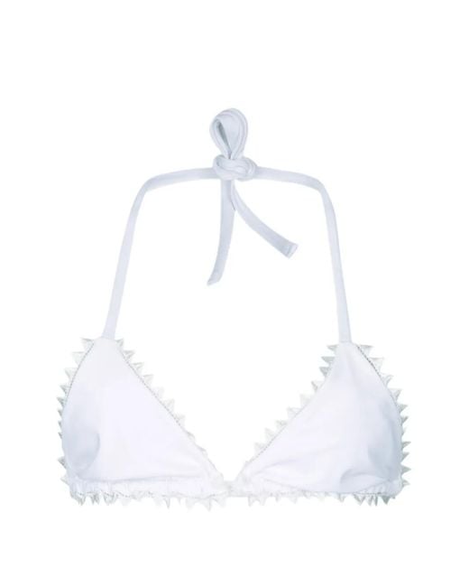 Jacquemus White Picot Triangle Bikini Top