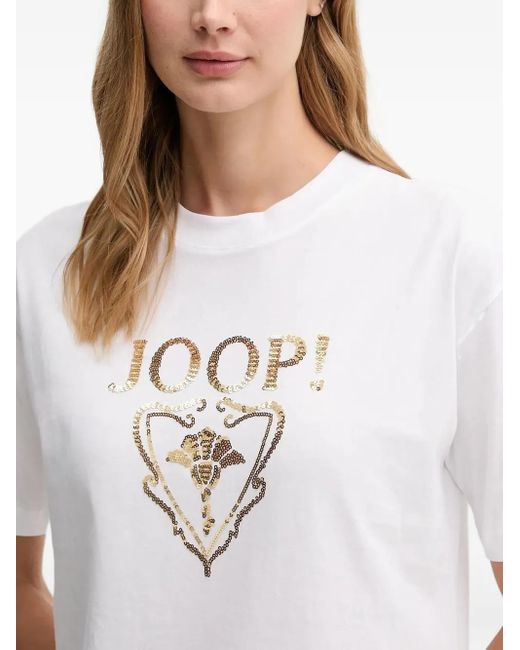 Joop! Blue Tomma Sequin-Embellished Logo Top