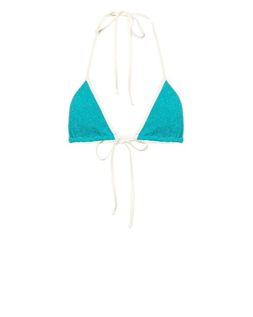 Mc2 Saint Barth Blue Leah Crinkled Bikini Top