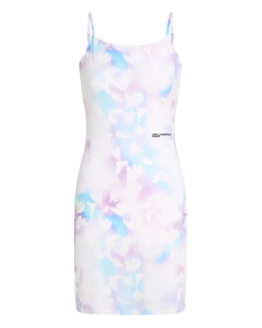 Karl Lagerfeld White Floral-Print Mesh Dress