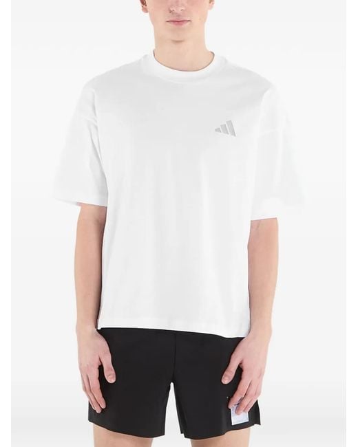 Adidas White Cheering Adi365 Logo-Print T-Shirt
