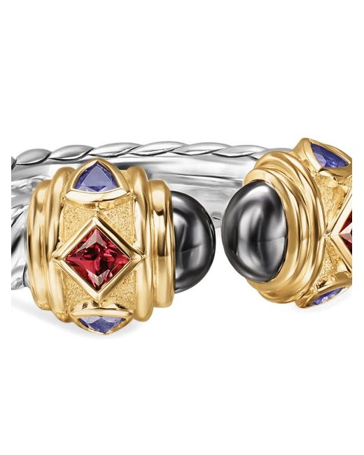 David Yurman White 14K And Sterling Renaissance Multi-Stone Ring
