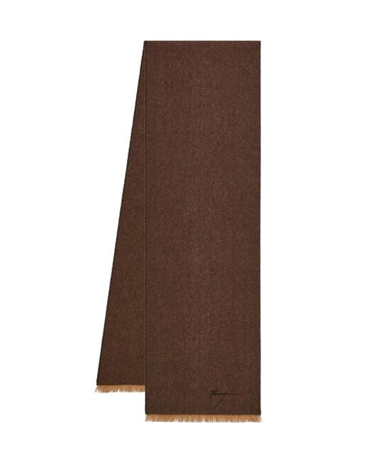 Ferragamo Blue Chevron-Pattern Fringed Scarf for men