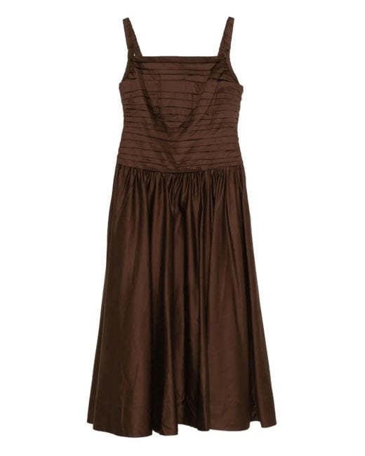 Aje. Brown Star Pleated Midi Dress