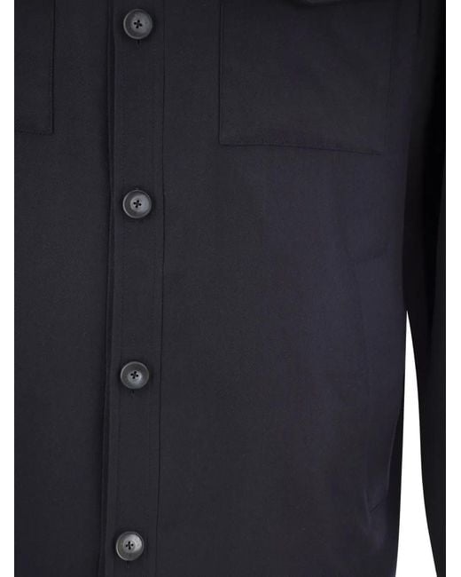 Herno Blue Flap-Pockets Button-Fastening Shirt Jacket for men