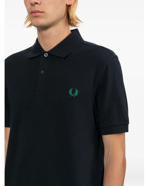 Fred Perry Blue Logo-Embroidered Polo Shirt for men