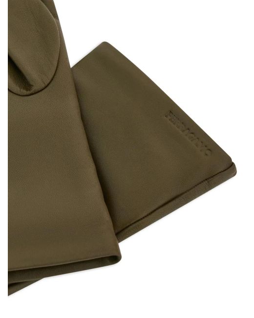 Ferragamo Green Cashmere Lining Gloves