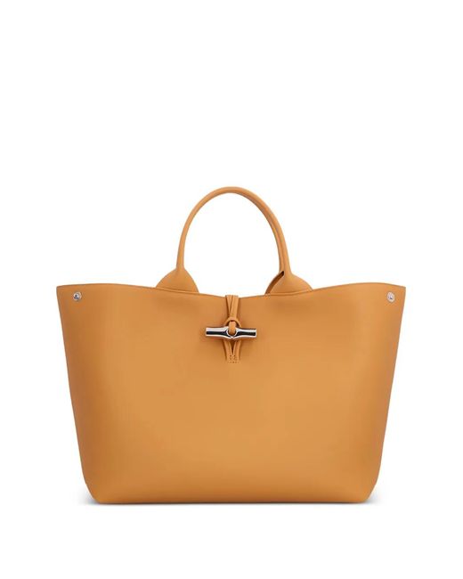 Longchamp Brown L Le Roseau Leather Tote Bag