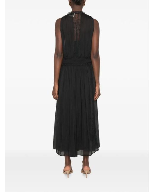 Forte_forte Black Lace-Trim Plissé Dress