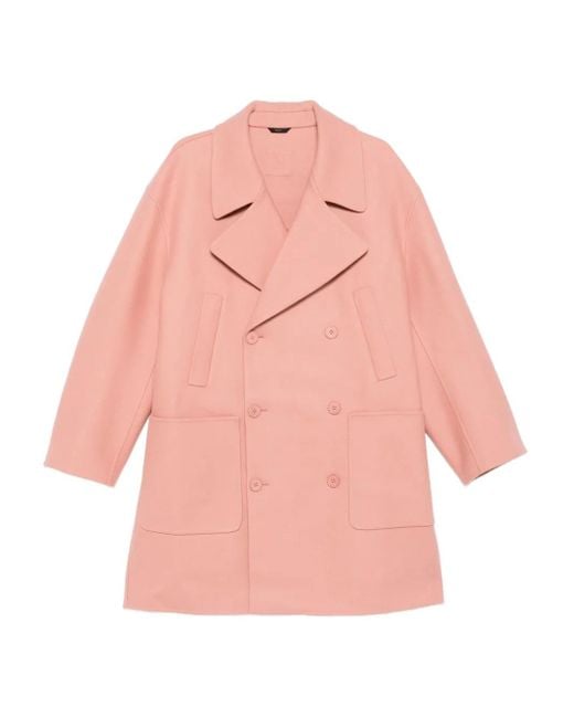Fendi Pink Double-Breasted Patch-Pocket Coat for men