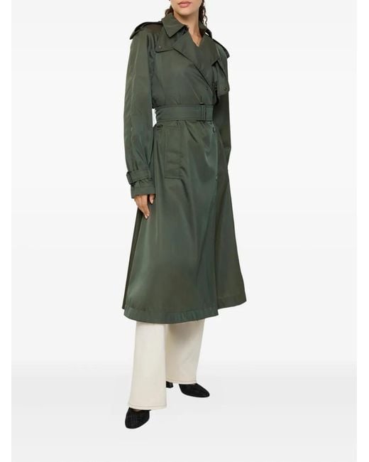 Burberry Green Hooded Belted Nylon Trench Coat