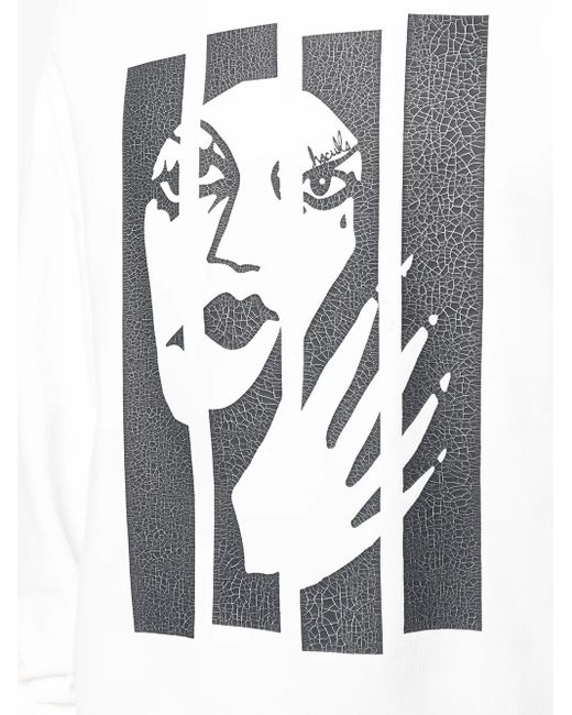 Haculla White Broken Witch Print Sweatshirt for men