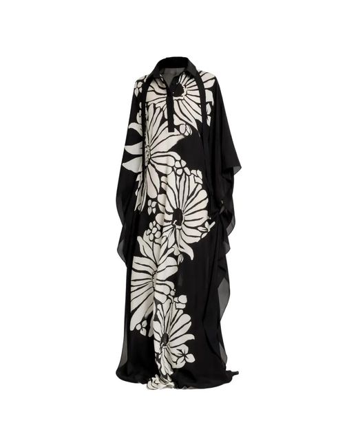Elie Saab Black Printed Silk Kaftan