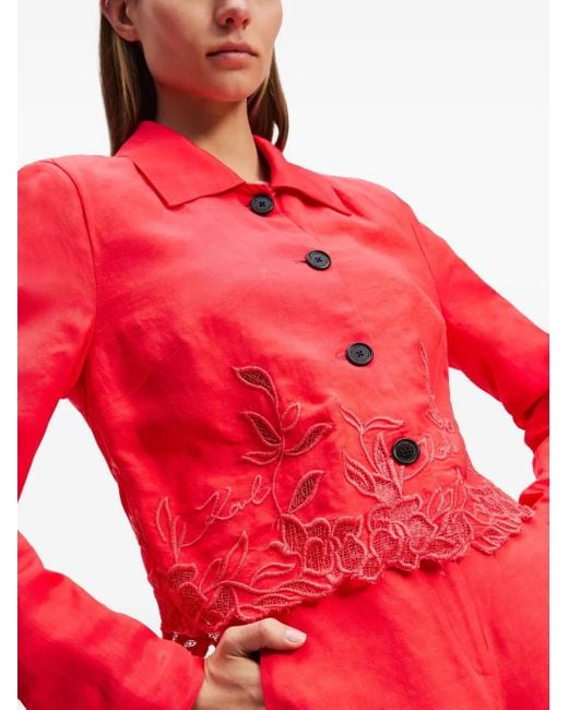 Veste Crop À Broderies Karl Lagerfeld en coloris Red