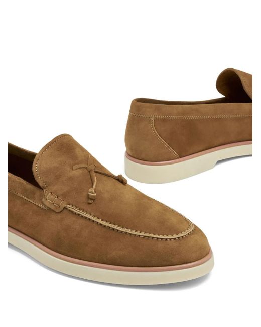Magnanni Shoes Brown Almond-Toe Suede Loafers for men