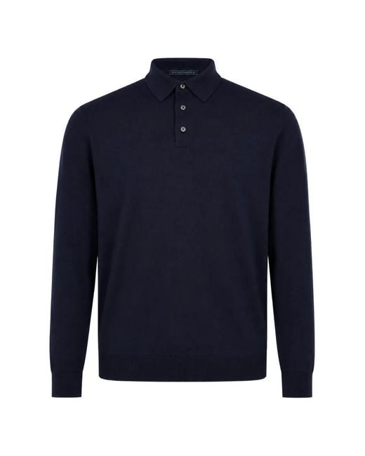 Kiton Blue Long-Sleeve Polo Shirt for men